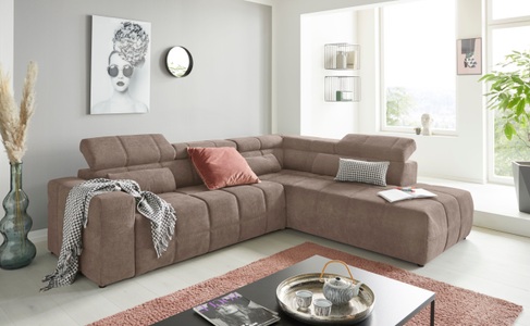 DOMO collection, DOMO collection Ecksofa, DOMO collection Ecksofa »Brandon L-Form, auch in Leder«, inklusive Kopfteilverstellung, wahlweise mit Sitztiefenverstellung