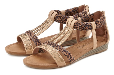 Lascana, LASCANA Sandale, mit aufwendiger Verzierung, LASCANA Sandale, Sandalette, Sommerschuh mit Verzierung und kleinem Keilabsatz VEGAN