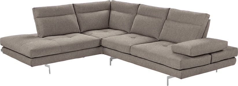 CALIA ITALIA, CALIA ITALIA Ecksofa »Toby Wing«, Sitztiefenverstellung, Eckelement mit Funktion, Füsse in Chrom glänzend, CALIA ITALIA Ecksofa »Toby Wing, L-Form, Multifunktionssofa, bequem und edel«, Sitztiefenverstellung und Armteilfunktion, Füsse chrom glänzend