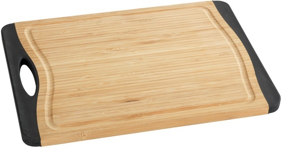 Wenko, Wenko - Schneidebrett Bambus Anti-Rutsch M, 28,5 x 20 cm, WENKO Schneidebrett »Modell Bambus Anti-Rutsch«, Küchenbrett mit Saftrille und Griff, klingenschonend und rutschfest