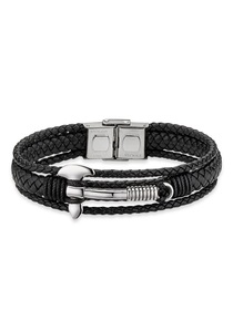 Bruno Banani, Bruno Banani Lederarmband »B4044B/20/00/21«, Bruno Banani Lederarmband »Schmuck Geschenk Armkette Axt Lederband breit Silberfarben«