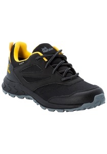 Jack Wolfskin, Jack Wolfskin Wasserdichter multifunktionaler Wanderschuh Kinder Woodland Texapore Low Kids 33 schwarz black / burly yellow XT, Jack Wolfskin Wasserdichte Wanderschuhe Kinder Woodland Texapore Low Kids 33 black / burly yellow xt Black / Burly Yellow Xt