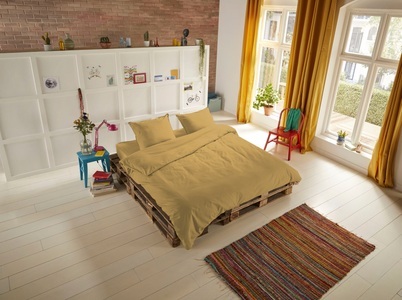 hip, HIP Bettwäsche-Set Uni 135 x 200 cm Ockergelb, hip Bettwäsche »Hip Uni«, 100% Baumwolle, Mako-Satin, 135x200, Unifarben Weiss, Reissverschluss