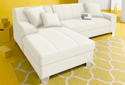 INOSIGN, INOSIGN Ecksofa, wahlweise mit Bettfunktion, INOSIGN Ecksofa »Turah incl. Zierkissen, moderne Steppung, auch in Leder«, wahlweise mit Bettfunktion, Schlafsofa, B/T/H: 239/152/75 cm, L-Form