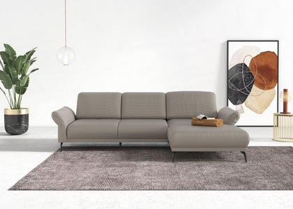 INOSIGN Ecksofa »Coco«, wahlweise mit Sitztiefen, Armteil- und Kopfteilverstellungim Cord, mit Füssen 15 cm hoch