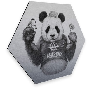 Wall-Art, Wall-Art Metallbild »Türschild Panda Bär Silberfarben Deko«, Wall-Art Metallbild »Türschild Panda Bär Silberfarben Deko«, (1 St., Dekorative Wanddekoration), vintage Metallschild