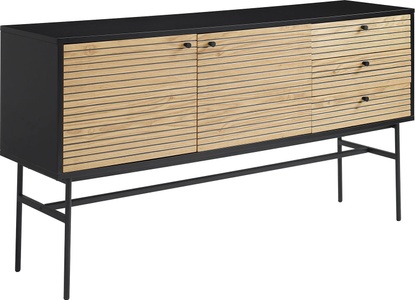 mutoni casual, Sideboard Echtholzfurnier 160x40x85 schwarz, SalesFever Sideboard, Kommode im Scandi Design