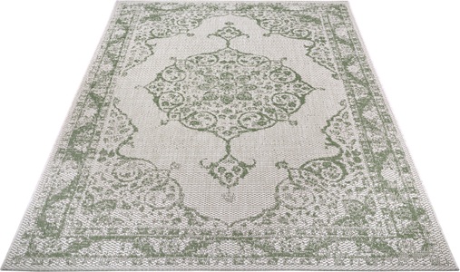 White Label, White Label - Teppich In-& Outdoor - 80 x 150 cm; - Creme, Grün, Home affaire Teppich »Holden«, rechteckig, 3 mm Höhe, In- & Outdoor geeignet, strapazierfähig und pflegeleicht, Flachgewebe