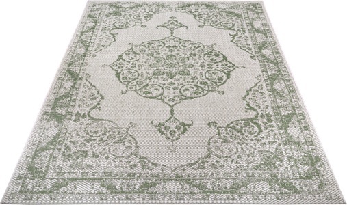 White Label, White Label - Teppich In-& Outdoor - 80 x 150 cm; - Creme, Grün, Home affaire Teppich »Holden«, rechteckig, 3 mm Höhe, In- & Outdoor geeignet, strapazierfähig und pflegeleicht, Flachgewebe