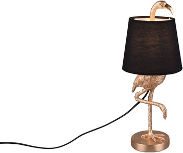 Reality Leuchten, Tischleuchte Lola mit Flamingo-Figur, schwarz/gold, Tischleuchte Lola mit Flamingo-Figur, schwarz/gold