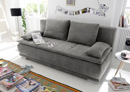 MID.YOU, MID.YOU Schlafsofa in textil, holzwerkstoff grau , Luigi Lux.3dl , Uni , 208x93x105 cm , Nachbildung , 002220004103, MID.YOU Schlafsofa in textil, holzwerkstoff grau , Luigi Lux.3Dl , Uni , 208x93x105 cm , Mikrovelours,Nachbildung , 002220004103