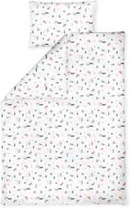 Julius Zöllner, JULIUS ZÖLLNER Jersey-Bettwäsche Little Fox 100 x 135 cm, Bettwäsche KLEINER FUCHS (100x135/40x60) in weiss