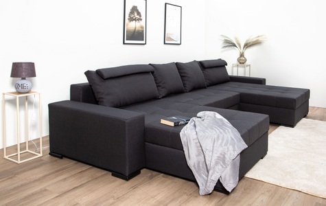 COLLECTION AB, COLLECTION AB Wohnlandschaft »XXXL-Josy Relax U-Form Breite 352 cm, mit 2 gleich grossen Recamieren«, inkl. Bettfunktion, Bettkasten, mit 4 Rückenkissen in zwei Grössen, COLLECTION AB Wohnlandschaft »Josy XXXL-Relax U-Form, B: 352 cm« mit Bettfunktion, Bettkasten & 2 Nackenkissen, Federkern