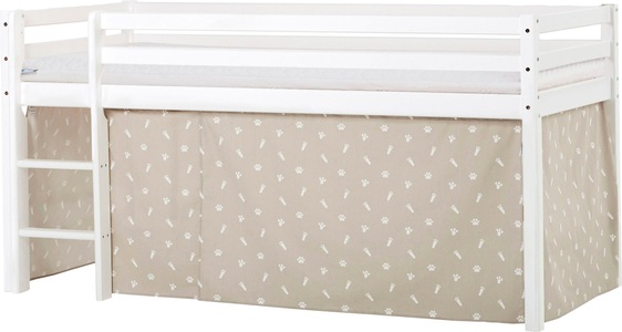 Hoppekids, Hoppekids Hochbett, mit Matratze und Textil-Set, Hoppekids Hochbett »ECO Dream, Kinderbett, Spielbett, Halbhohes Bett aus Massivholz«, inkl. Vorhang-Set Creator, Bettgrösse & Matratze wählbar