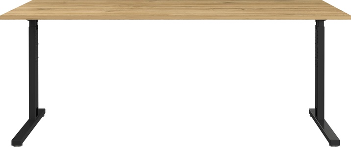 Germania, GERMANIA Schreibtisch »Profi 2.0«, Schreibtisch Profi 2.0, rechteckig, C-Fuss, B 1800 x T 800 x H 700-810 mm, Grandson Eiche/schwarz