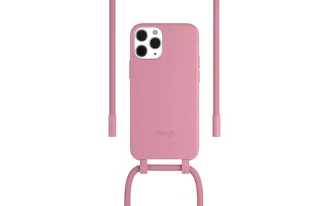 Apple, Woodcessories - iPhone 12 / iPhone 12 Pro Change Necklace BioCase Schutzhülle Vegan Biologisch Abbaubar + Handykette (CHA030) - Rosa, 