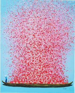 KARE, KARE Design Leinwandbild »Flower Boat«, KARE Design - Bild Touched Flower Boat Blau Pink 100x80cm, One Size,