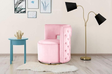 Kayoom, Kayoom Sessel »Beverly 125«, Kayoom Sessel »Drehsessel Beverly 125, drehbar, Gestell aus Eisen,samtige Oberfläch«, (1 St.), rund, glamourös, gesteppter Rücken, abgerundete,Drehsessel