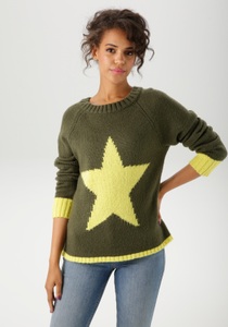 Aniston CASUAL Strickpullover, mit grossem Stern im Vorderteil - NEUE KOLLEKTION
