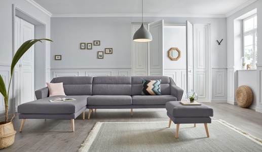 ANDAS, andas Ecksofa »Bille«, mit Naht im Rückenkissen und Beinen aus Eichenholz, Design by Morten Georgsen, andas Ecksofa »Bille L-Form«, mit Naht im Rückenkissen und Beinen aus Eichenholz