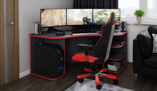 HOMEXPERTS, Homexperts Gamingtisch »Tron«, Gaming Tisch Stefan in Anthrazit/Hellgrau