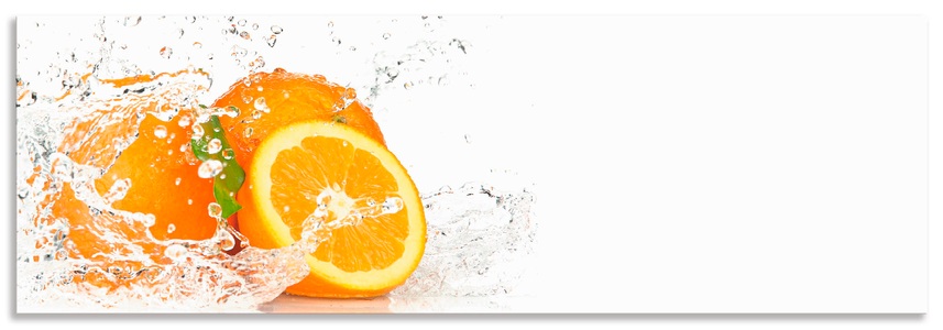 Artland, Artland Küchenrückwand »Orange mit Spritzwasser«, Artland Küchenrückwand »Orange mit Spritzwasser«, (1 tlg.), Alu Spritzschutz mit Klebeband, einfache Montage