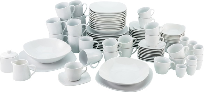Creatable, CreaTable Kombiservice ´´Square´´ (100-tlg.), Porzellan, Creatable Kombiservice square porzellan 100-teilig , 13779 , Weiss , Keramik , Uni , 200 ml,200 ml,300 ml , 007768001201
