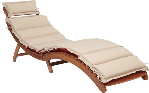 Merxx, MERXX Gartenliege »Havanna«, Eukalyptus, braun/grau, inkl. Wendeauflage, 