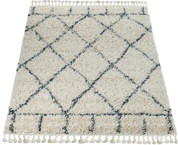 PACO HOME, Teppich, »Nador 755«, Paco Home, rechteckig, Höhe 55 mm, maschinell gewebt, Paco Home Hochflor-Teppich »Nador 755«, rechteckig, 54 mm Höhe, weicher Shaggy mit Rauten Design und Fransen
