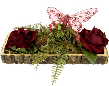 HOME AFFAIRE, Home affaire Holztablett, Rose/Schmetterling, I.GE.A. Dekoobjekt, Rose/Schmetterling