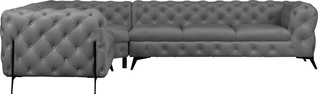 Leonique Ecksofa »Amaury«, grosses Ecksofa, mit aufwändiger Kopfheftung in moderner Optik, Breite 323 cm, Fussfarbe wählbar