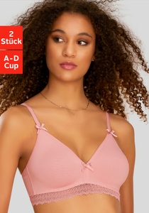 PETITE FLEUR, petite fleur Bralette-BH, mit Spitzenband, aus weicher Baumwolle, petite fleur Bralette-BH, ohne Bügel mit Spitzenband, aus weicher Baumwolle, Basic Dessous