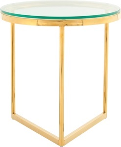 Kayoom, Kayoom Beistelltisch »Beistelltisch Wynona 225«, runde Glas-Tischplatte, Kayoom Beistelltisch »Wynona 225, in stilvollem Design,mit dreieckiger Grundform«, (1 St.), Glamouröses Design, hochwertige Verarbeitung, Hingucker-Gestell