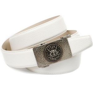 ANTHONI CROWN, Anthoni Crown 3, 4 cm Automatik Ledergürtel in Weiss, Anthoni Crown Ledergürtel, mit stilisierter Schliesse