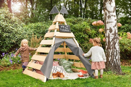 MUDDY BUDDY®, MUDDY BUDDY® Tipi-Zelt »Dreamer«, für Kinder, BxLxH: 135x135x170 cm, MUDDY BUDDY® Spielhaus »Tipi-Zelt Dreamer«, Holzschutz vorbehandelt, BxTxH: 135x135x170 cm