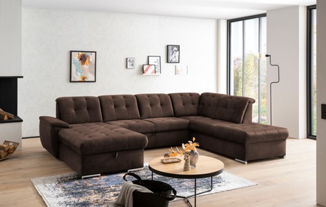 exxpo - sofa fashion, exxpo - sofa fashion Wohnlandschaft, (4 St.), 6x Kopfteilverstellung, Wahlweise mit Bettfunktion und Bettkasten, exxpo - sofa fashion Wohnlandschaft »Durango, aufwendige Sitz- und Rückenverarbeitung, bequem, U-Form« inkl. Kopfteilverstellung, wahlweise mit Bettfunktion und Bettkasten