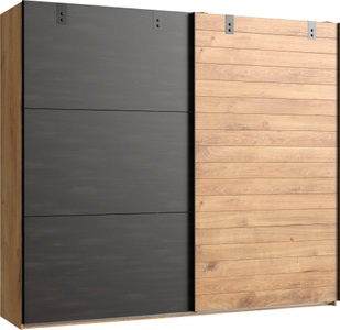 fresh to go, home24 Schwebetuerenschrank Detroit, MID.YOU Schwebetürenschrank in graphitfarben, eichefarben , Detroit B: 200 CM Eichefarben , Metall , 2 Fächer , 200x218x65 cm , Dekorfolie,Dekorfolie,Nachbildung,Nachbildung , In verschiedenen Grössen erhältlich , 001787052307