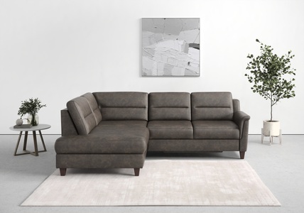 sit&more Ecksofa »Farö«, inklusive Federkern, mit naturfarbenen Füssen, wahlweise mit Bettfunktion und Bettkasten