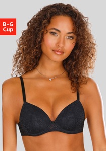 Vivance Push-up-BH, mit Bügel aus zarter Spitze in blumiger Optik, sexy Dessous