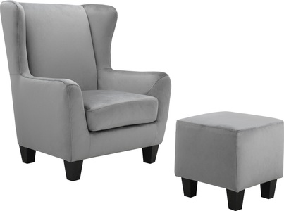 HOME AFFAIRE, Home affaire Sessel »Chilly«, (Set, 2 St., bestehend aus Sessel und Hocker), mit bequemer Federkern-Polsterung, in drei unterschiedlichen Bezugsqualitäten erhältlich, Sitzhöhe 44 cm, 