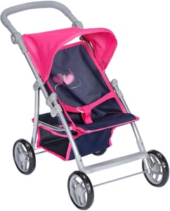 Knorrtoys, knorr® toys Puppenbuggy Liba flying hearts navy/pink, Knorrtoys® Puppenbuggy »Liba - Flying Hearts Blue«