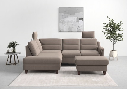sit&more Ecksofa »Farö«, inklusive Federkern, mit naturfarbenen Füssen, wahlweise mit Bettfunktion und Bettkasten