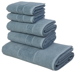 ANDAS, Handtuch Set, »Kimi«, andas (Set), my home Handtuch Set »Kimi, Duschtuch, Handtücher und Gästetücher«, Set, 5 tlg., Walkfrottee, 100% Baumwolle, einfarbig, weich, mit Bordüre, besondere Struktur