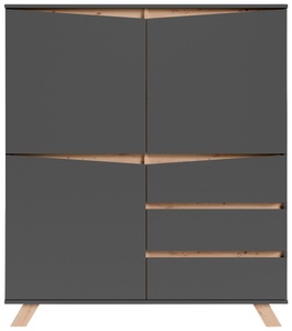 INOSIGN, INOSIGN Highboard »Valentin«, Breite 120 cm, Höhe 142 cm, in matt weiss, INOSIGN Highboard »Valentin«, 3 Schubkästen und 3 Türen, Breite 120cm in modernem Scandi - Design