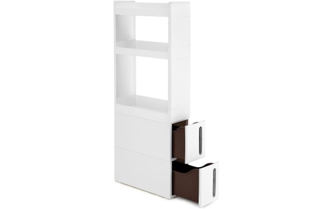 SONGMICS, Songmics - Nischenwagen schmal in weiß mit 3 Ablagefächern 2 Schubladen Nischenschrank mit Rollen für Küche Bad Keller 17 cm breit KFR06WT, SONGMICS Regal