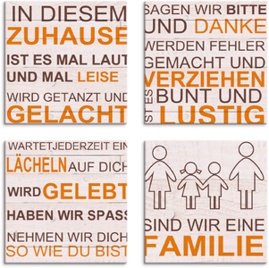 Artland, Artland Leinwandbild »In diesem Zuhause - beige«, Artland Leinwandbild »In diesem Zuhause - beige«, Sprüche & Texte, (4 St.), 4er Set, verschiedene Grössen
