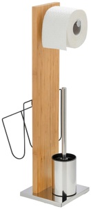 Wenko, Wenko - Stand WC-Garnitur und Zeitungshalter Portofino Bambus, integrierter Toilettenpapierhalter und WC-Bürstenhalter, Wenko Wc-bürstenkombination , Portofino , Braun, Chromfarben , Metall, Kunststoff , Bambus , 24.5x68x22.5 cm , Echtholz , Zeitungshalter, Papierhalter , 004332000901