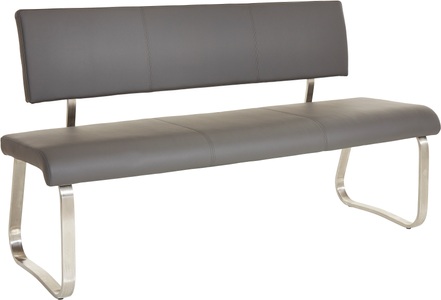 loftscape, home24 Sitzbank Marco, Livetastic Sitzbank in metall, kunststoff grau, edelstahlfarben , Arco , 175x86x59 cm , gebürstet,Lederlook , 000196083412