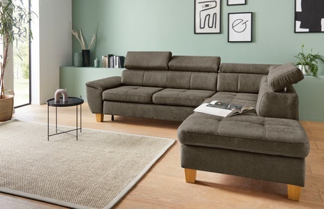 exxpo - sofa fashion, exxpo - sofa fashion Ecksofa, inklusive Kopfteilverstellung, wahlweise mit Bettfunktion und Bettkasten, exxpo - sofa fashion Ecksofa »Enya, hoher Sitzkomfort, Breite 266cm, bequem, 12cm hohe Füsse, L-Form« mit Kopfteilverstellung, wahlweise Bettfunktion u. Bettkasten