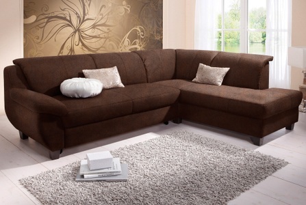 HOME AFFAIRE, Home affaire Ecksofa »Yesterday«, wahlweise mit Bettfunktion, Home affaire Ecksofa »Yesterday zeitlos und elegant, bequeme Armlehnen, L-Form« Microfaser MELROSE®, mocca